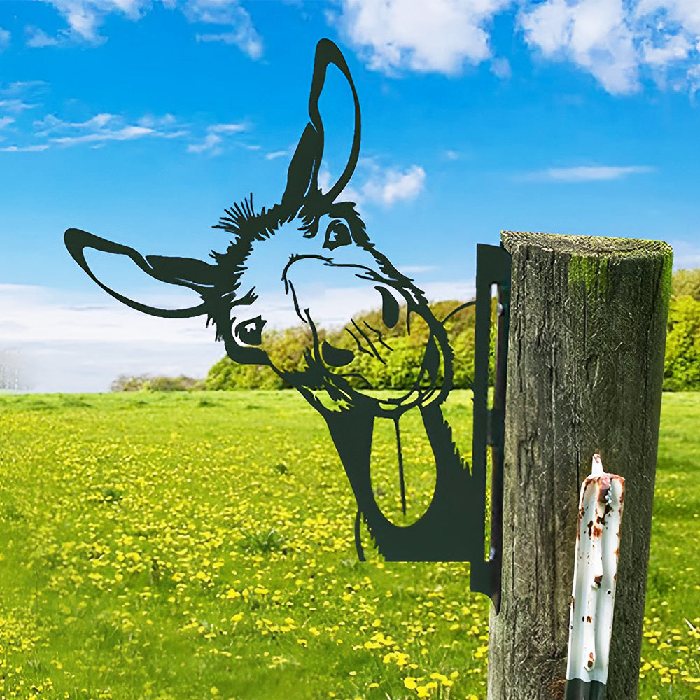 Naughty Donkey Farm Peeping Animal Outdoor Metal Garden Art