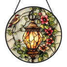 Robin Bird and Lantern Sun Catcher Decoration Stained Glass Window Hanging