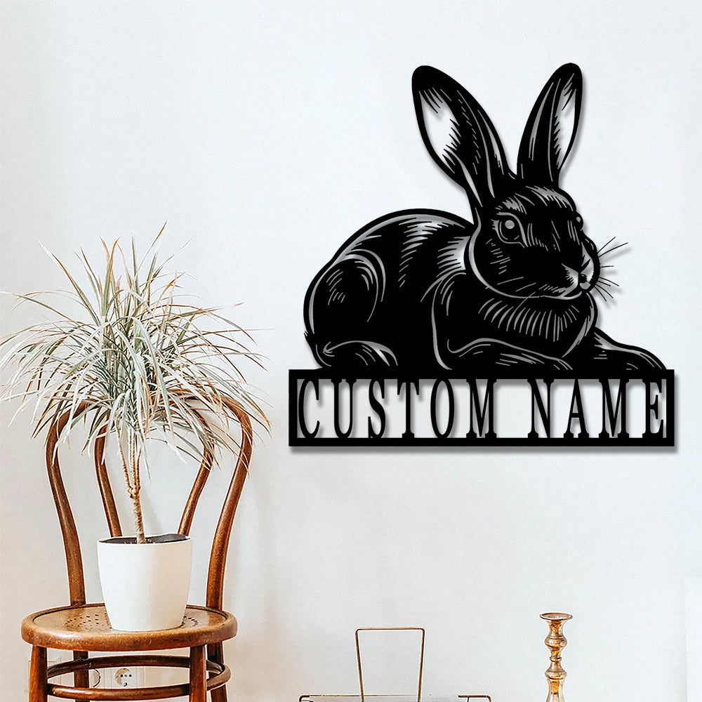 Custom Easter Rabbit Sign Metal Wall Art Decoration – Bohometalart.com