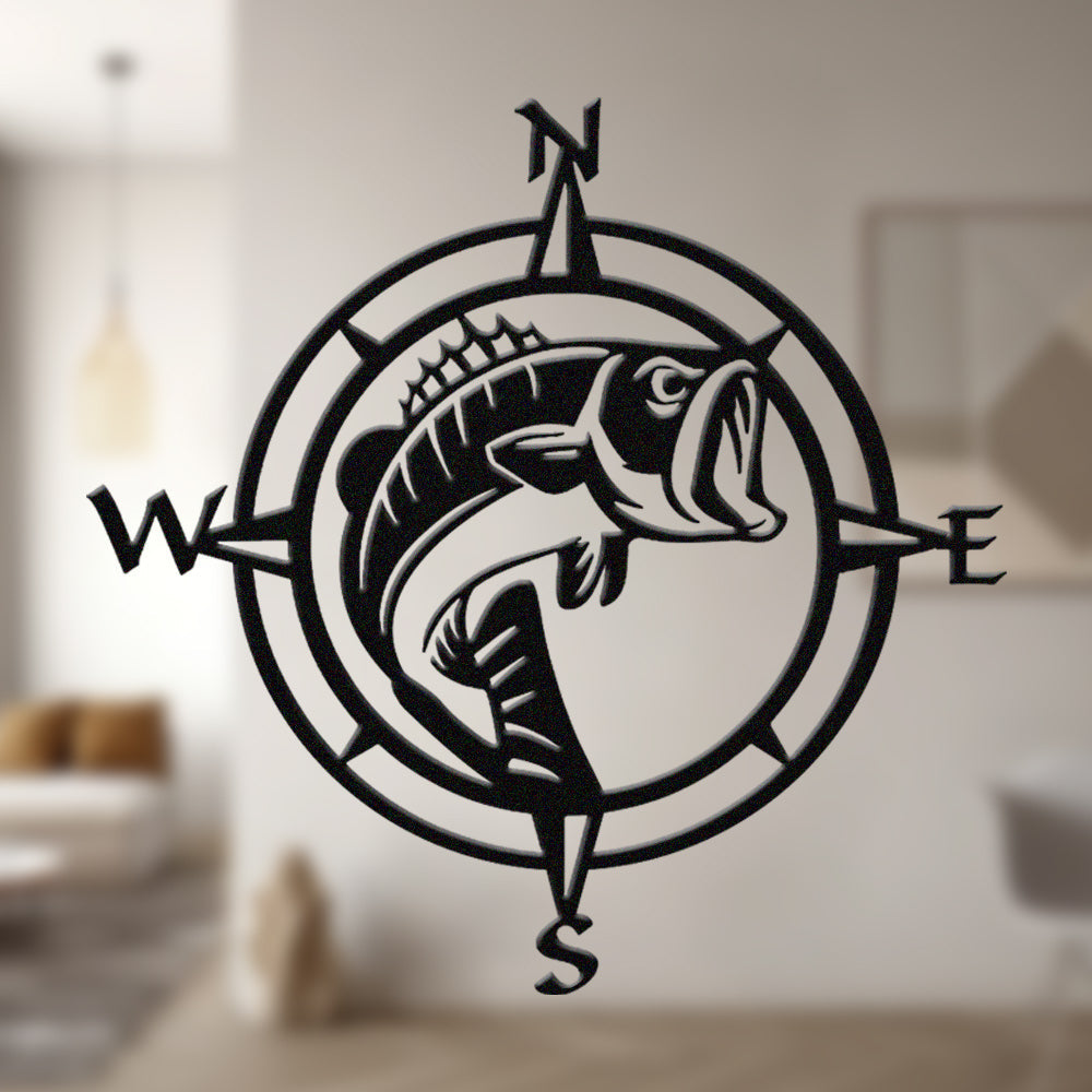 Fishing Compass Metal Wall Art – Lake House Decor – Bohometalart.com