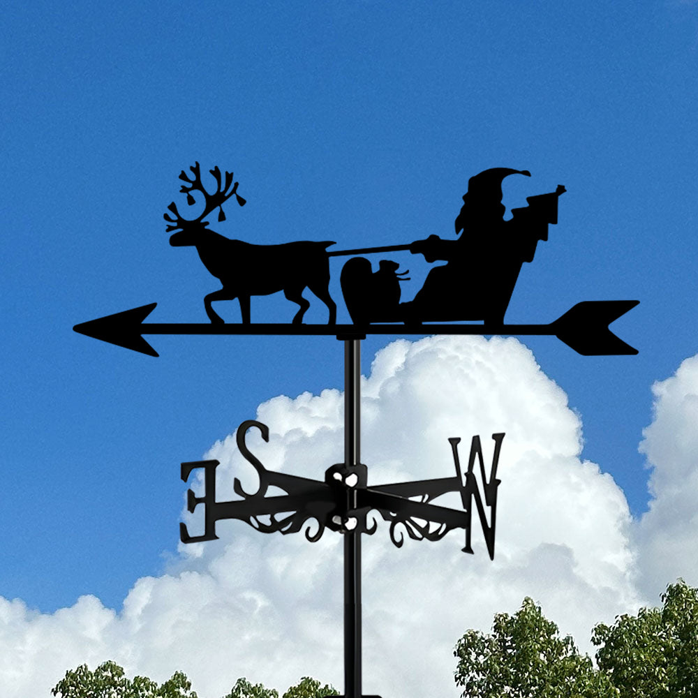 Reindeer and Santa Claus Stainless Steel Weathervane