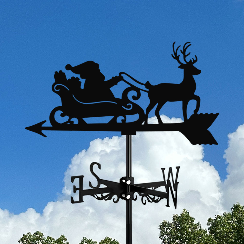 Reindeer and Santa Claus Stainless Steel Weathervane