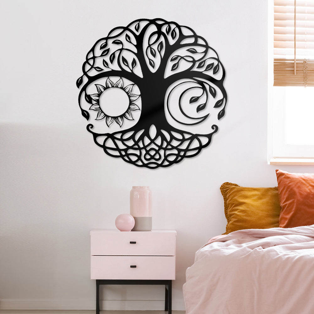 Sun and Moon Tree of Life Metal Wall Art