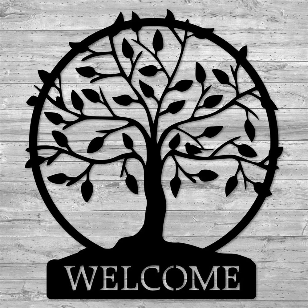 Tree of Life Welcome Sign Metal Wall Art