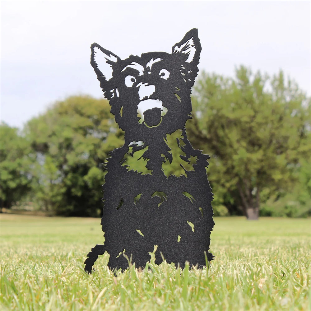 Yorkshire Terrier Black Metal Dog Silhouette