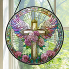 Angel Cross Sun Catcher Decoration Stained Glass Window Hanging