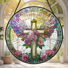 Angel Cross Sun Catcher Decoration Stained Glass Window Hanging