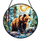 Bears and Mountain Forest Sun Catcher Decoration Stained Glass Window Hanging