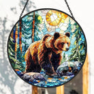 Bears and Mountain Forest Sun Catcher Decoration Stained Glass Window Hanging