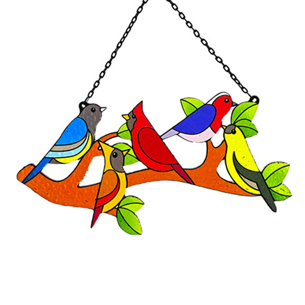 Birds Sun Catcher Decoration Stained Glass Window Hanging