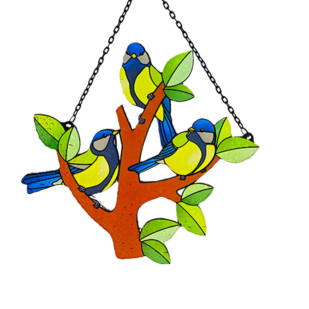 Birds Sun Catcher Decoration Stained Glass Window Hanging