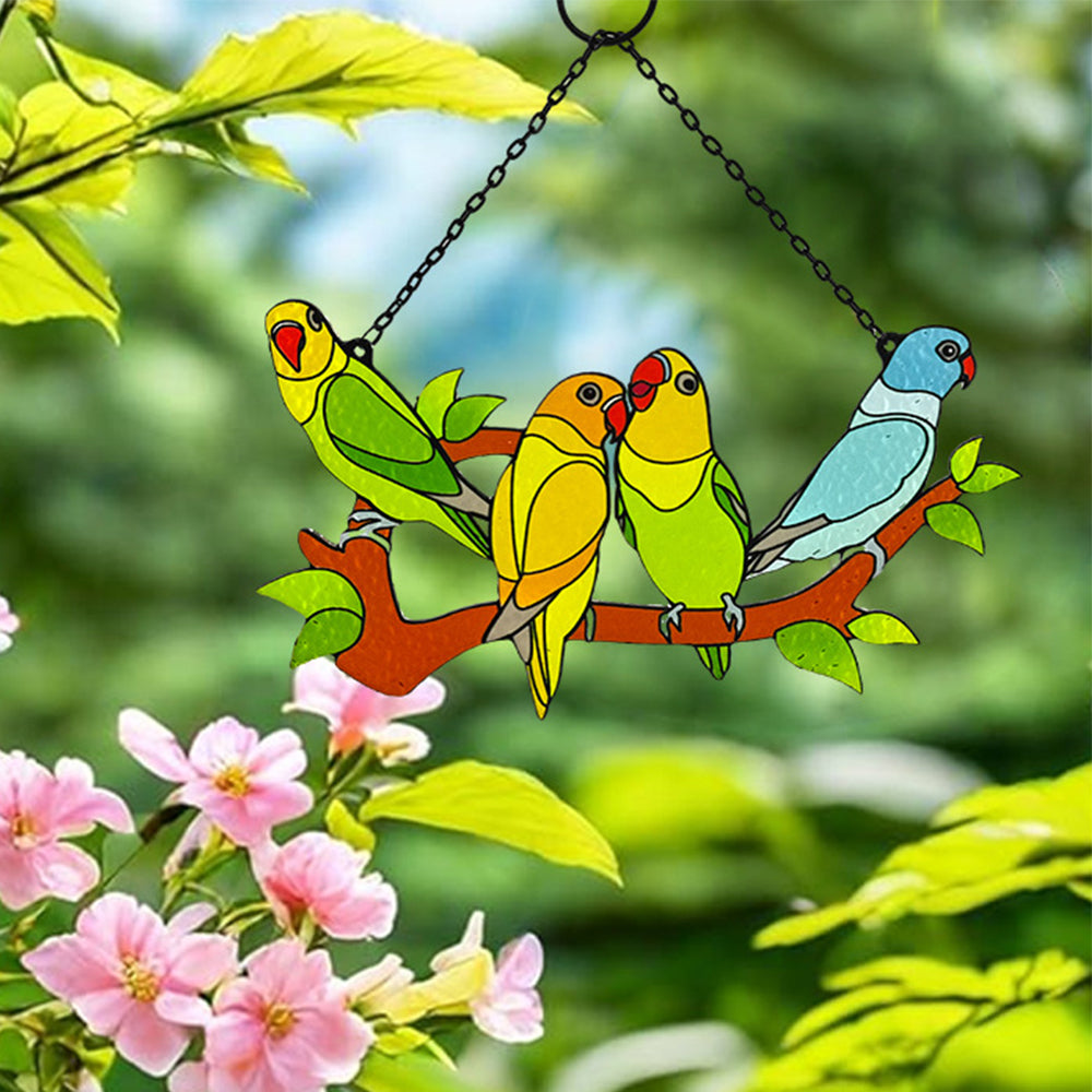 Birds Sun Catcher Decoration Stained Glass Window Hanging