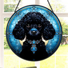 Black Poodle Sun Catcher Decoration Stained Glass Window Hanging
