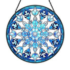 Blue and White Snowflake Sun Catcher Decoration Stained Glass Window Hanging