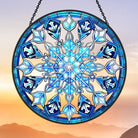 Blue and White Snowflake Sun Catcher Decoration Stained Glass Window Hanging