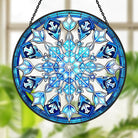 Blue and White Snowflake Sun Catcher Decoration Stained Glass Window Hanging