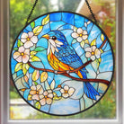 Blue Bird Sun Catcher Decoration Stained Glass Window Hanging