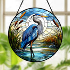 Blue Heron Sun Catcher Decoration Stained Glass Window Hanging