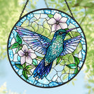 Blue Hummingbird Sun Catcher Decoration Stained Glass Window Hanging