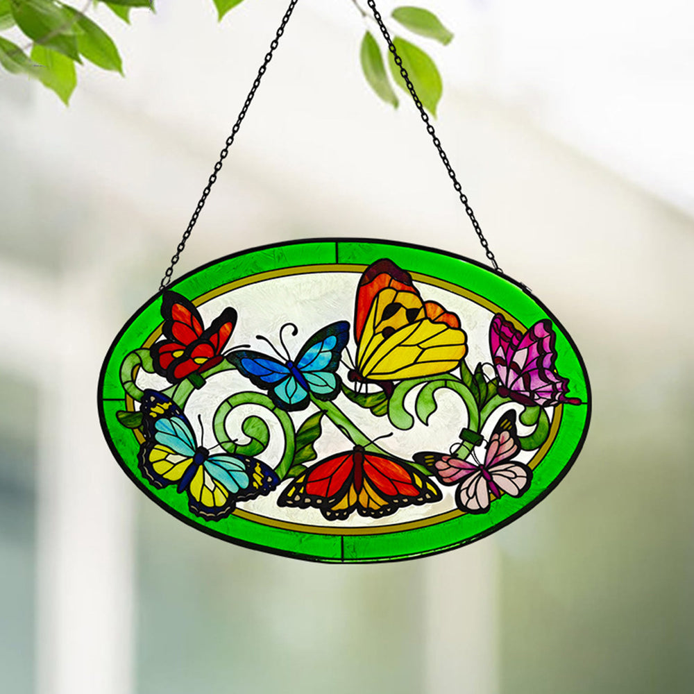Butterflies Sun Catcher Decoration Stained Glass Window Hangin