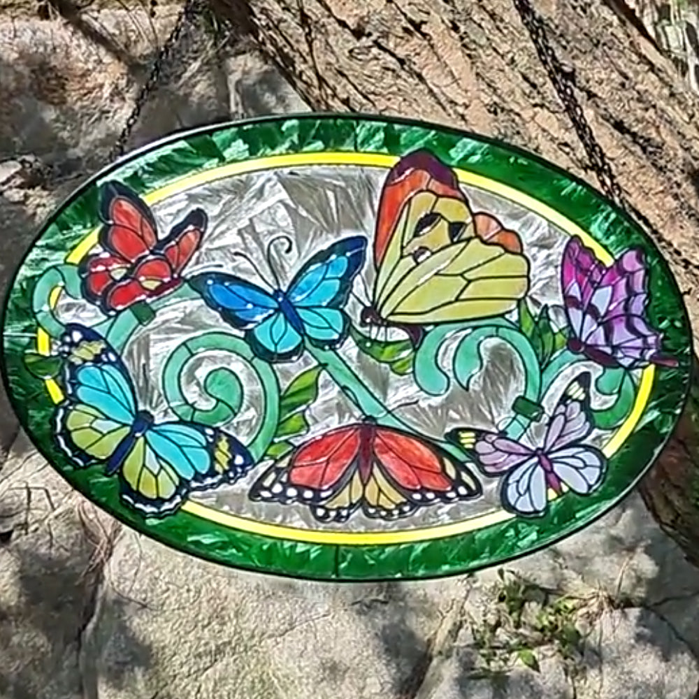 Butterflies Sun Catcher Decoration Stained Glass Window Hangin