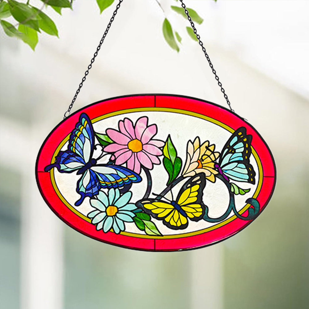 Butterflies Sun Catcher Decoration Stained Glass Window Hanging