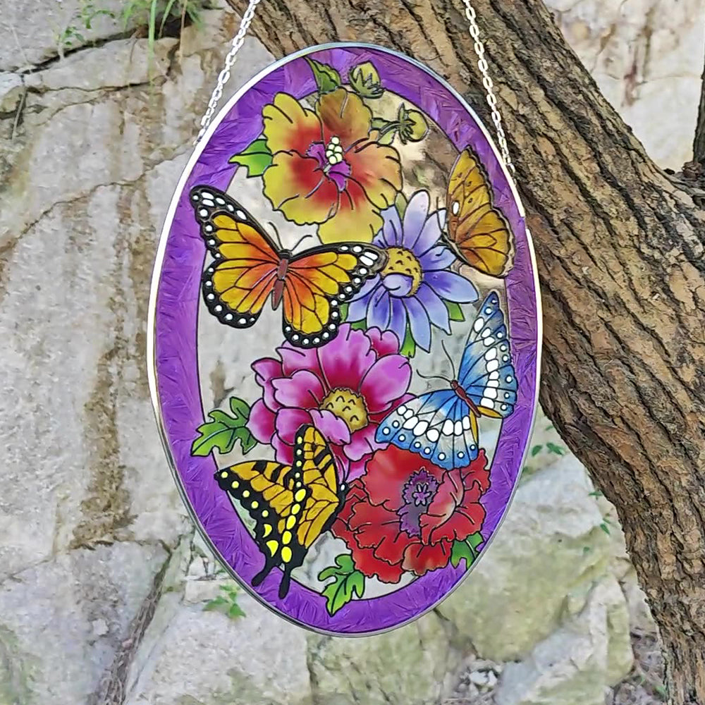 Butterflies Sun Catcher Decoration Stained Glass Window Hanging