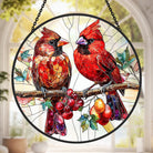 Cardinals Sun Catcher Decoration Stained Glass Window Hanging