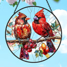 Cardinals Sun Catcher Decoration Stained Glass Window Hanging