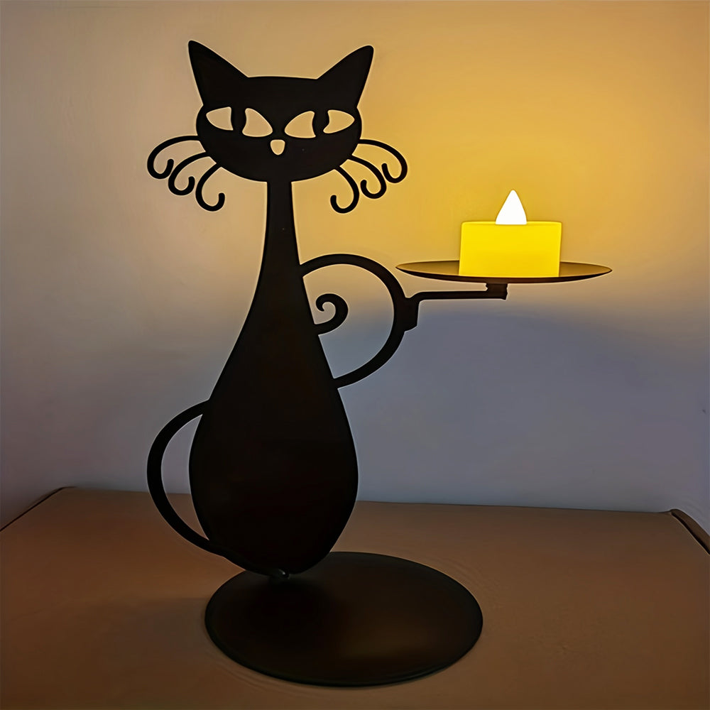 Cat Candle Holder Metal Decorative