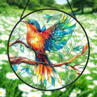 Charming Robin Bird Sun Catcher Decoration Stained Glass Window Hanging