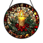 Christmas Candle Sun Catcher Decoration Stained Glass Window Hanging
