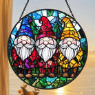 Christmas Gnome Sun Catcher Decoration Stained Glass Window Hanging