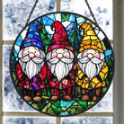 Christmas Gnome Sun Catcher Decoration Stained Glass Window Hanging