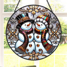Christmas Snowmen Sun Catcher Decoration Stained Glass Window Hanging