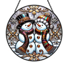 Christmas Snowmen Sun Catcher Decoration Stained Glass Window Hanging