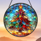 Christmas Tree Sun Catcher Decoration Stained Glass Window Hanging
