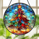 Christmas Tree Sun Catcher Decoration Stained Glass Window Hanging