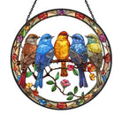 Colorful 5-Bird Sun Catcher Decoration Stained Glass Window Hanging