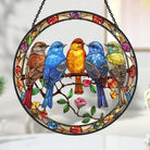Colorful 5-Bird Sun Catcher Decoration Stained Glass Window Hanging