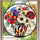 Colorful Poppy Sun Catcher Decoration Stained Glass Window Hanging
