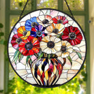 Colorful Poppy Sun Catcher Decoration Stained Glass Window Hanging