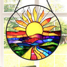 Colorful Sun Landscape Sun Catcher Decoration Stained Glass Window Hanging