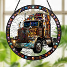 Colorful Truck Sun Catcher Decoration Stained Glass Window Hanging