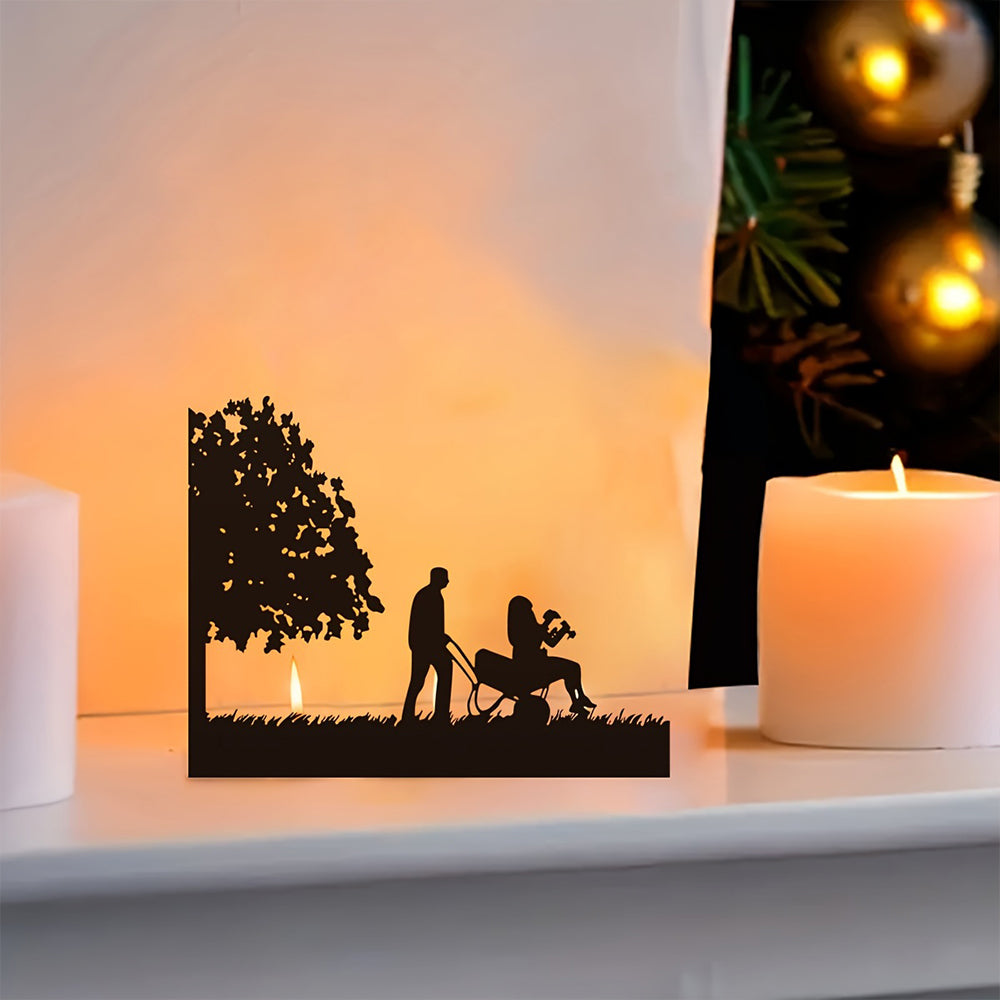 Couple Under The Tree Candle Holder Metal Decorative