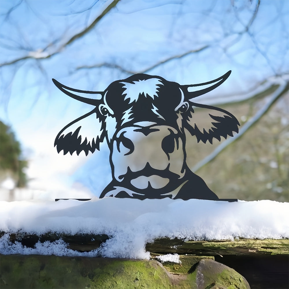 Cow Farm Peeping Animal Outdoor Metal Garden Art