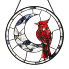 Crescent Moon Cardinals Sun Catcher Decoration Stained Glass Window Hanging