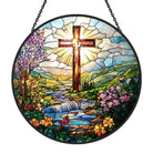 Cross & River Sun Catcher Decoration Stained Glass Window Hanging