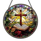 Cross and Dove Sun Catcher Decoration Stained Glass Window Hanging