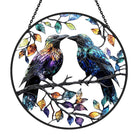 Crow Sun Catcher Decoration Stained Glass Window Hanging